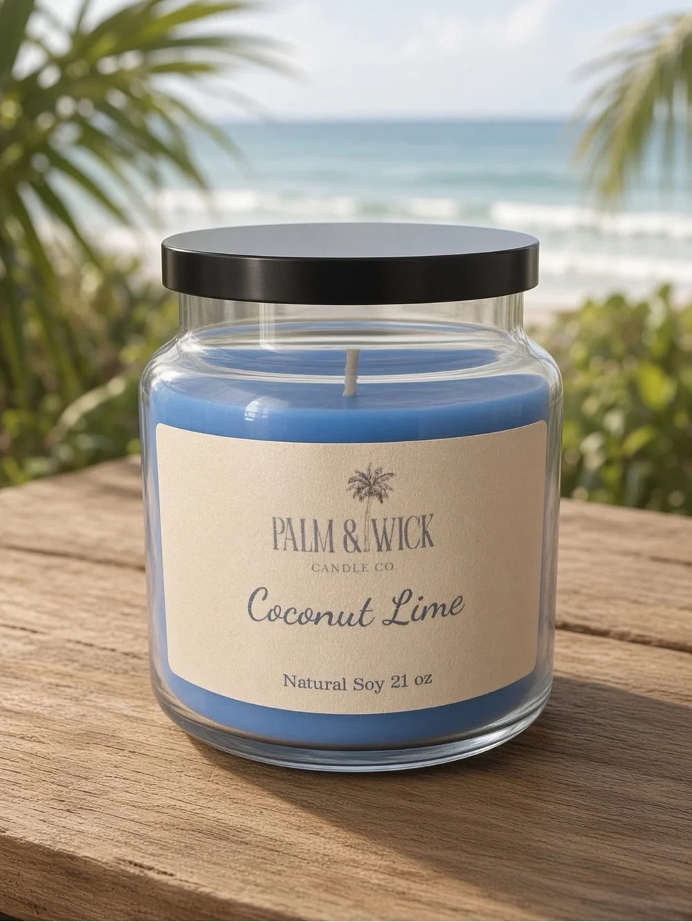 Palm & Wick Coconut Lime Blue Jar Candle